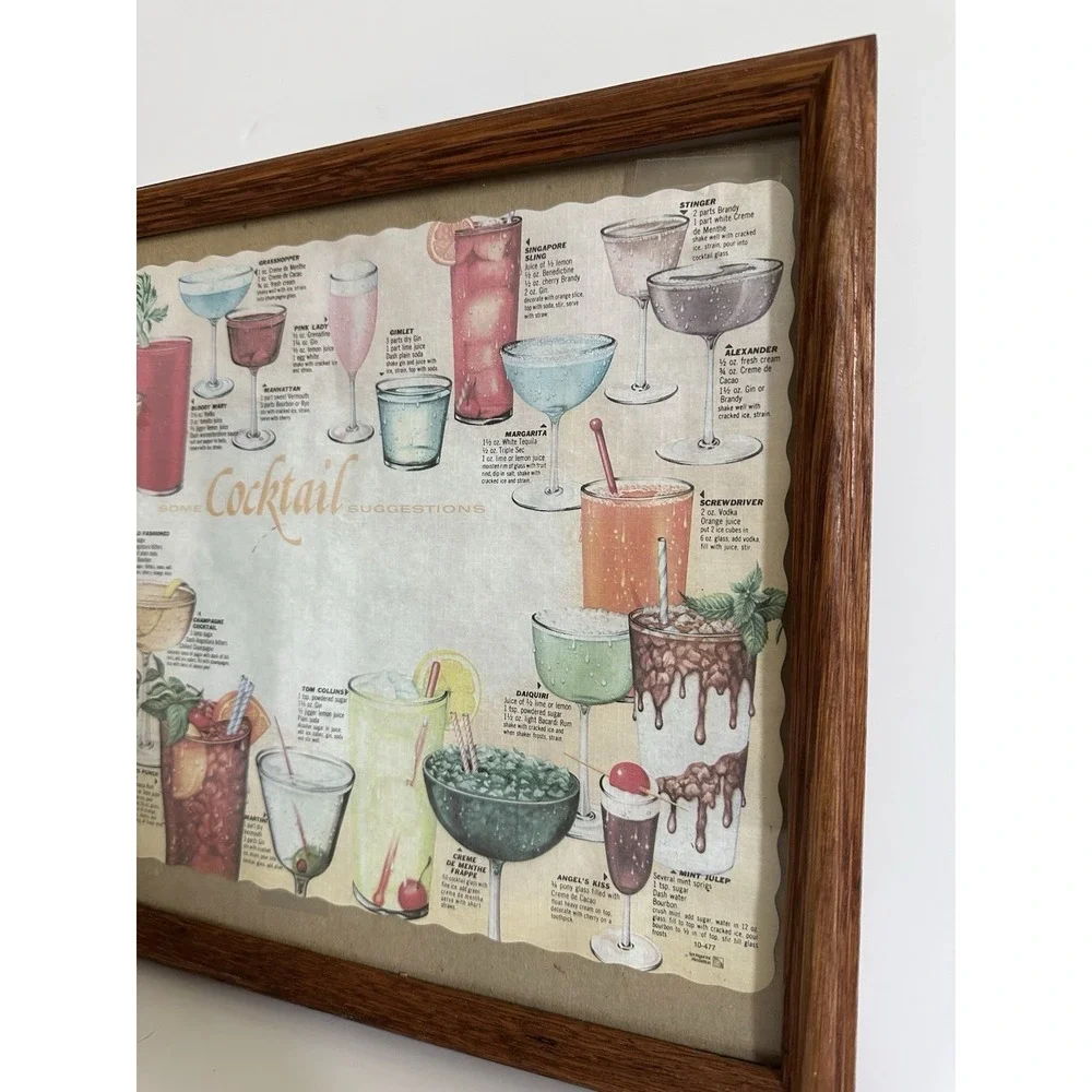 Vintage Paper Restaurant Placemat-  Cocktail Recipes